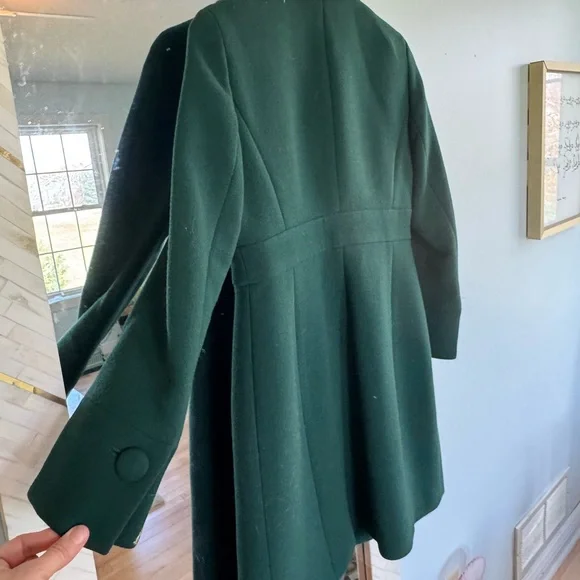 Chic Forest Green Dress Coat for Women - Picture 3 of 5